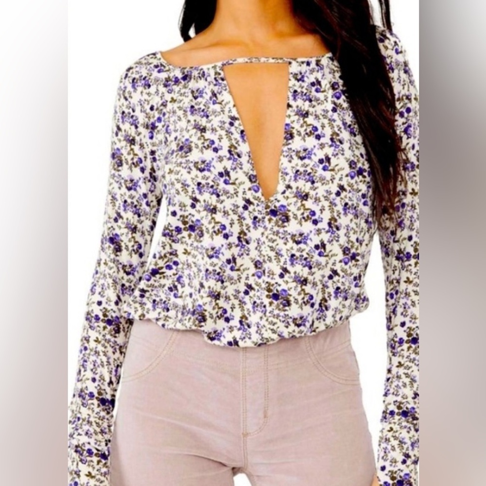 Free people “We the free” Floral bodysuit long sleeve urban outfitters